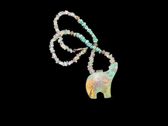 Vintage Bear Necklace* Southwest Bear Necklace* Unisex Stone