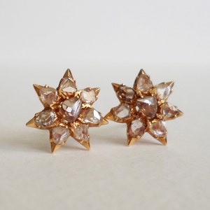 Late 19th to early 20th century old rose-cut diamonds on 18kt rose gold earrings