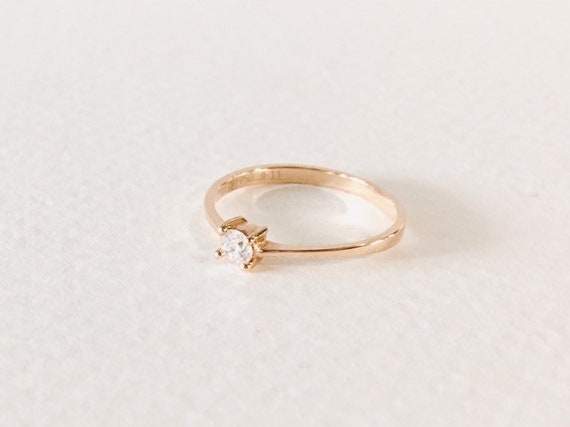 Vintage Diamond Solitaire 18kt Rose Gold Ring - Etsy