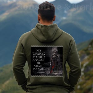 Fear Not Isaiah 54:17 Christian Hoodie, Bible Verse Sweatshirt Religious Faith Pullover, Unisex Scripture Jumper Inspirational Apparel