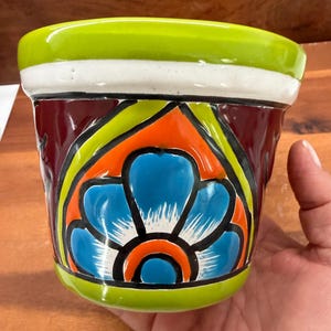 Talavera Mexican Pottery Small Flower Pot