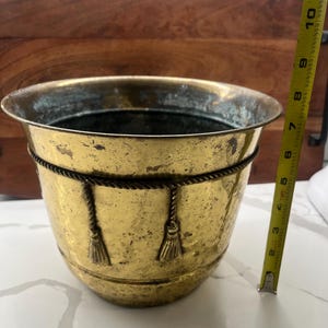 Brass plant container and /or decorative trash can Vintage
