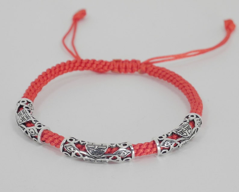 Double Happiness Thai Silver Red String Bracelets Etsy