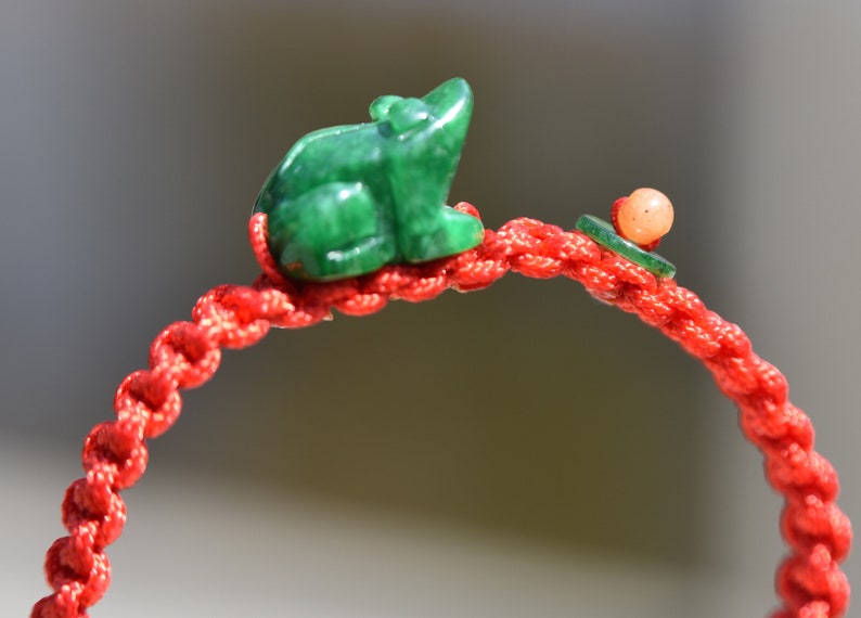Good Luck Family Feng Shui Money Frog Red String With Green Etsy Good Luck Family Feng Shui Money Frog Red String With Green Etsy