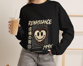 Grunge Graphic Crewneck - Distorted Heart Art