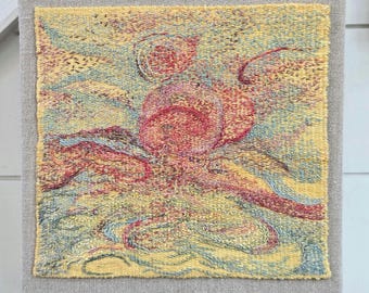 Handwoven Linen and Silk Tapestry, Botanically Dyed, Spiritual Art (Ready to Display)