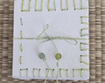 Handmade Concertina Sketchbook, Khadi Cotton Paper, Spring Green Stitched Journal (30 Pages)