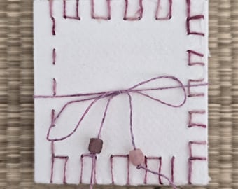 Handmade Concertina Sketchbook, Khadi Cotton Paper, Hibiscus Linen Stitched, Mixed Media Journal