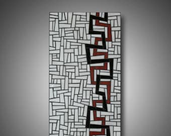 Stained glass mosaic panel titled "Runaway" abstract art, modern home decor, contemporary art, OOAK one of a kind art, mosaic 12" x 24"
