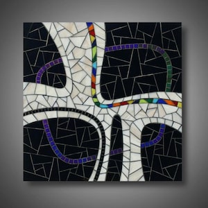 What Goes On - Original Stained Glass Mosaic Art - Abstract - Modern Design - 18&quot; x 18&quot; Modern home decor by DeMaris Gaunt