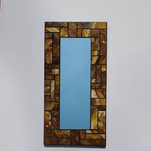 8&quot; x 16&quot; caramel toffee mosaic mirror, stained glass mosaic mirror, handmade wall mirror, home decor, free shipping!