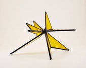 Yellow stained glass sculpture by Indiana Artisan DeMaris Gaunt, free shipping