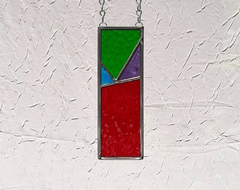 Mini stained glass window panel, suncatcher, glass art, free shipping!