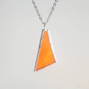 Orange stained glass pendant necklace, free shipping!