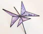 Purple and white mottled Uroboros stained glass sculpture by Indiana Artisan DeMaris Gaunt, free shipping