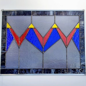 Stained glass window, original modern design, abstract contemporary art, 12.75 x 16.25, free shipping!