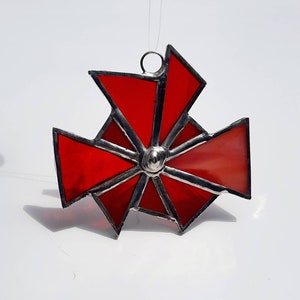 Stained glass suncatcher red glass ornament window charm light catcher small gifts for anyone free shipping!