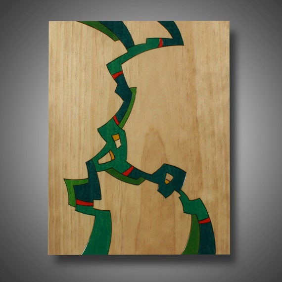 Wood Burned Abstract Art – Prismacolor Pencil on Pine (11.25x14.5)