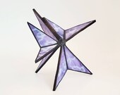 One of a kind purple and white mottled stained glass sculpture by Indiana Artisan DeMaris Gaunt, Uroboros glass, free shipping