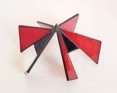 Red and black stained glass sculpture by Indiana Artisan DeMaris Gaunt, free shipping