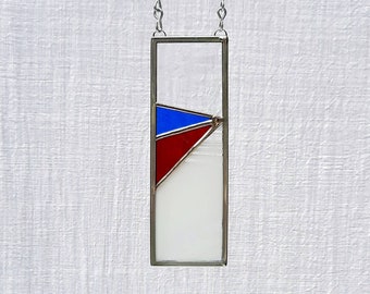 Mini stained glass window panel suncatcher glass art by Indiana Artisan DeMaris Glazier 2.25 x 6.5 free shipping!