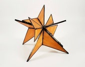 Orange stained glass sculpture by Indiana Artisan DeMaris Gaunt, one of a kind, free shipping