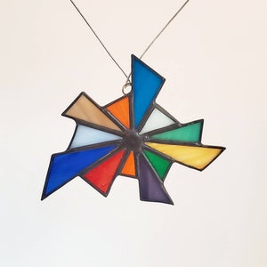 One of a kind stained glass suncatcher, free shipping!