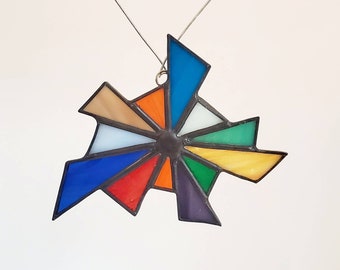 One of a kind stained glass suncatcher, free shipping!