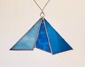 Turquoise blue stained glass suncatcher, one of a kind glass art, free shipping