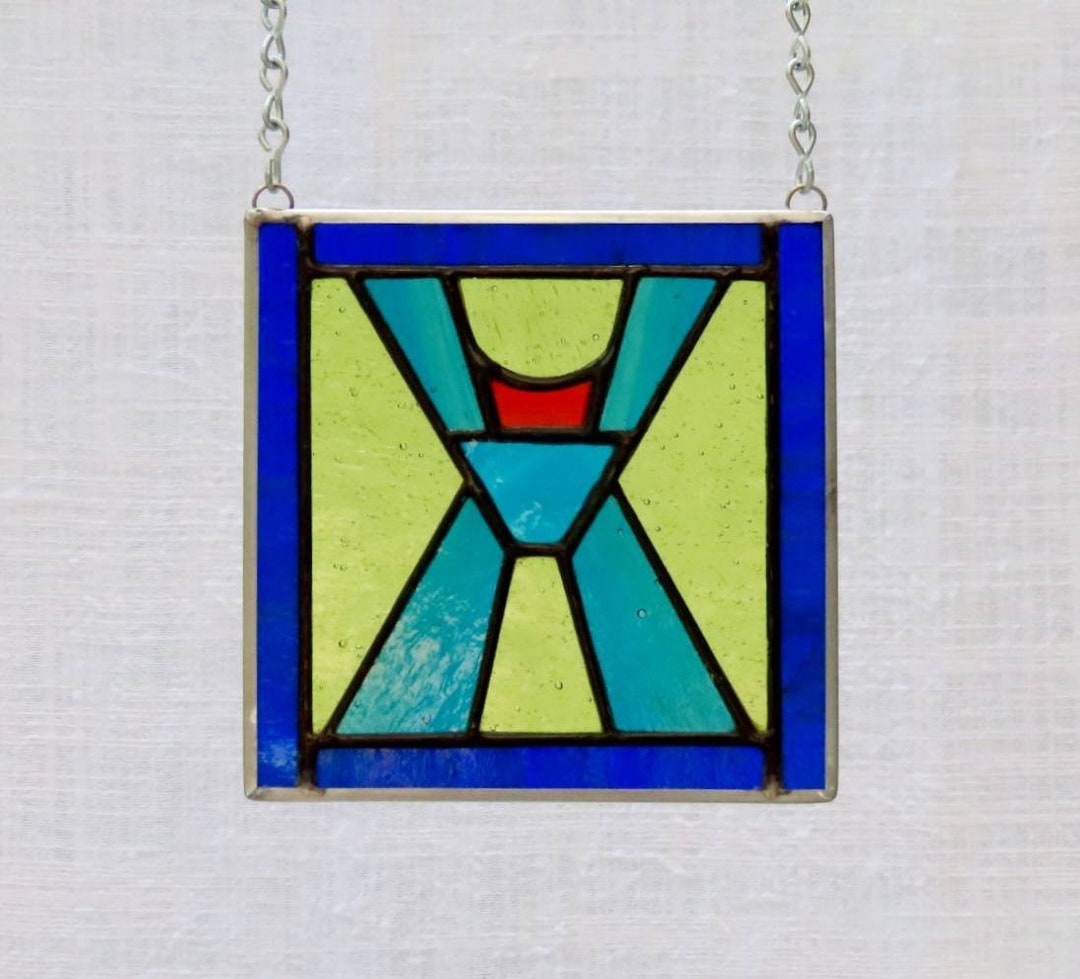 Small Stained Glass Window Panel, Original Design, Abstract Art, Small