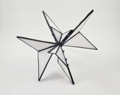 White mottled stained glass sculpture by Indiana Artisan DeMaris Gaunt, one of a kind, free shipping