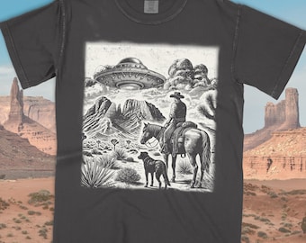 Cowboy Western 90s Vintage Style Tshirt Comfort colors® | Retro Y2k Western Ufo Shirt, Cowboys Lovers Shirt, Rodeo Western Howdy Shirt