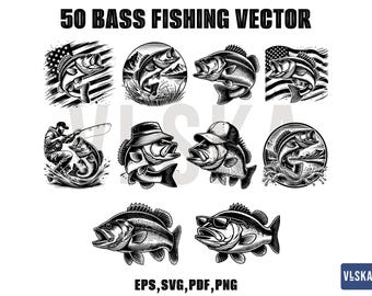 Bass Fishing Vector SVG Bundle | Bass Fishing SVG | Fishing SVG | Jumping Bass Svg | Fishing Vector | Largemouth bass Svg | Bass vector