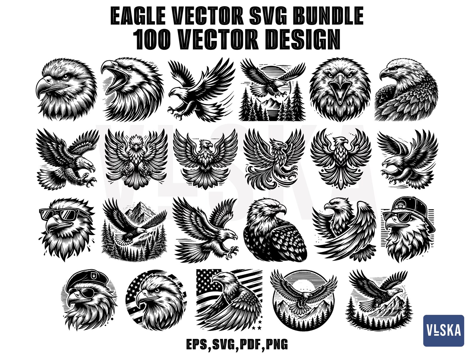 100 Eagle Svg Bundle | Bald Eagle Vector | Eagle Silhouette | Patriotic ...
