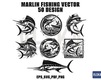 50 Marlin Fishing SVG clipart bundle | Marlin SVG | Marlin Splashing SVG | Saltwater fishing | Instant Digital Download, Cricut, Sticker