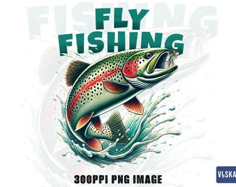 Fly Fishing Trout PNG For Print | Fishing tshirt | Fishing Sublimation PNG | Trout Fish png | Fly Fishing png | Trout Fishing