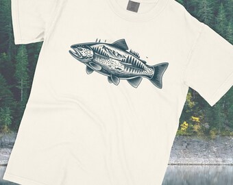 Camisa de pesca de trucha de lago, colores cómodos, camisa de pesca de trucha, camisa de pesca retro vintage para hombres y mujeres, regalo retro para exteriores para pescadores
