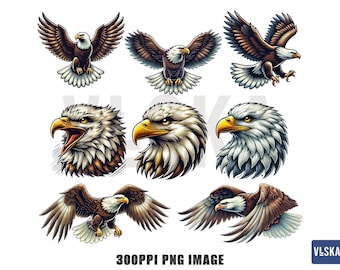 10 Bald Eagle PNG Bundle | Eagle head | Patriotic eagle | American Eagle illustration | Eagle sublimation PNG | Instant download