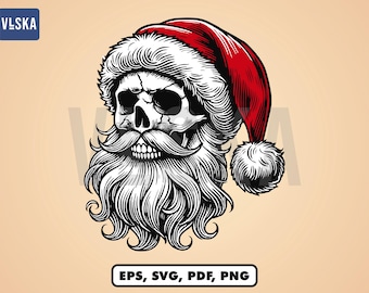 Santa Claus Skull Vector SVG, Christmas Svg, Skull Svg, Skull With Hat Svg, Christmas Png, Christmas Skull Svg, Christmas shirt