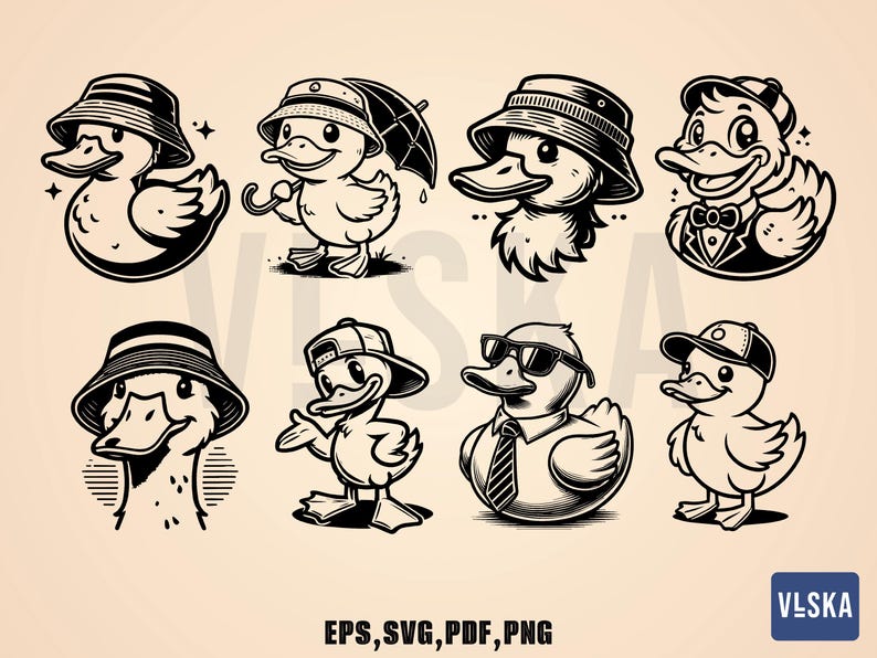 Duck Cartoon SVG Bundle | Eps,svg,pdf,png | Rubber Duck Svg | Duck ...