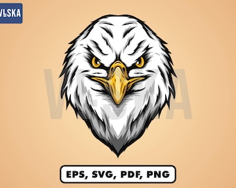 Adlerkopf Vektor SVG, Vektor Datei, sofortiger Download, Aufkleber Design, Clipart, T-shirt Design, Metall Kunst. Druckbereit im PNG-Format