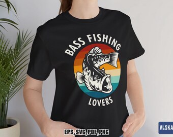 Bass Fishing Vector Tshirt Design | Largemouth bass Svg | Bass Fishing SVG | Fishing SVG | Jumping Bass SVG | Fishing Vector Design