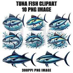Tuna Fish PNG Bundle | Tuna Fishing Png | Fishing Png | Jumping Fish Png | fishing clipart | Bluefin tuna vector