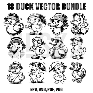 Duck Cartoon SVG Bundle | Eps,Svg,Pdf,Png | Rubber Duck Svg | Duck Vector Image | Bath Duck Silhouette | Sublimation Design | Duck Cut File