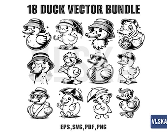 Duck Cartoon SVG Bundle | Eps,Svg,Pdf,Png | Rubber Duck Svg | Duck Vector Image | Bath Duck Silhouette | Sublimation Design | Duck Cut File