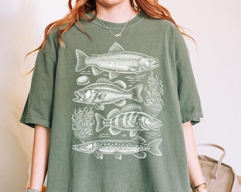 Retro Comfort Colors Fishing T-Shirt | Trout, Bass & Pike Graphic Tee