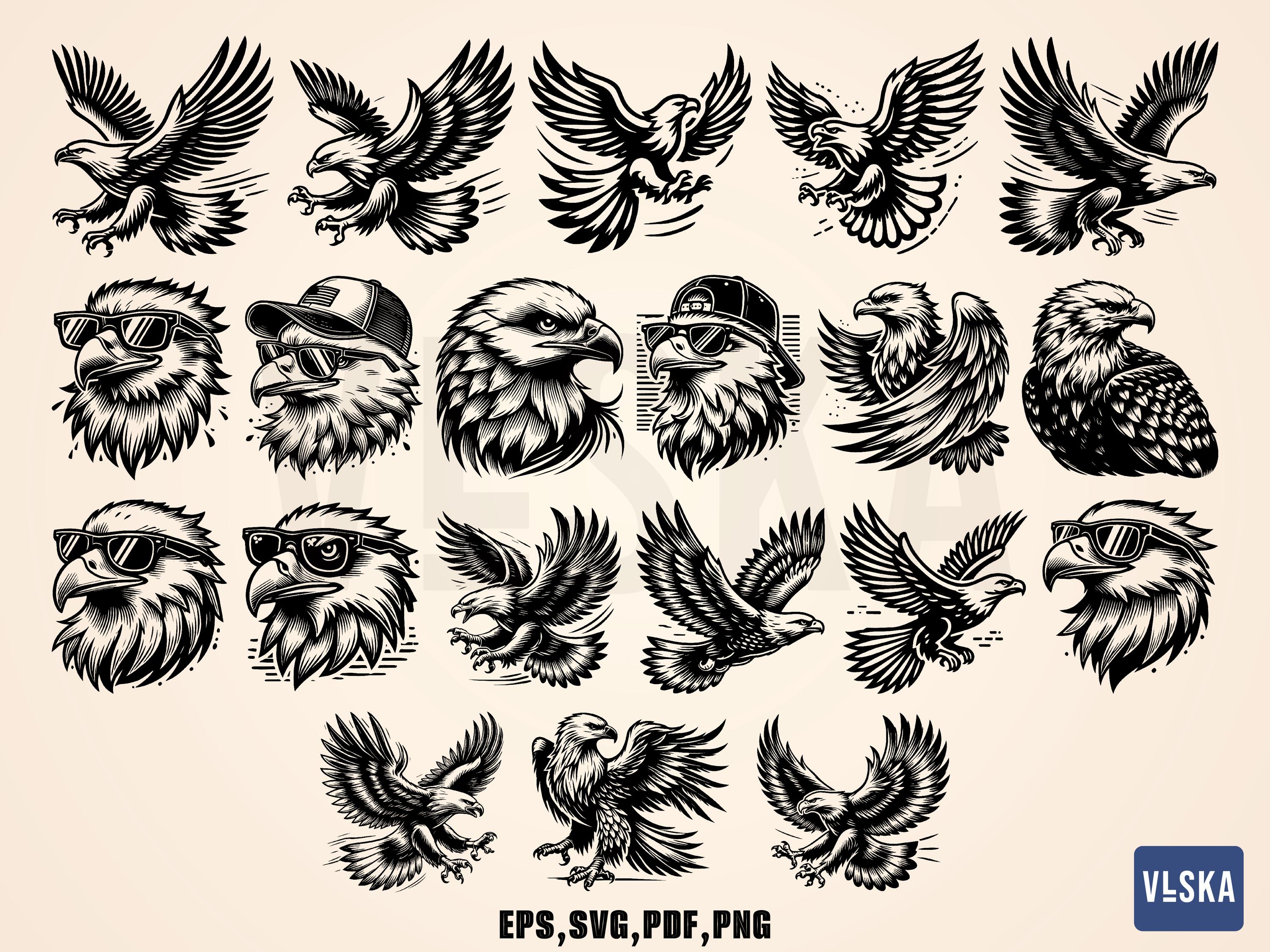 100 Eagle Svg Bundle | Bald Eagle Vector | Eagle Silhouette | Patriotic ...