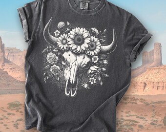 Vintage Cowboy Shirt Comfort colors® | Bull Skull Shirt | Boho Cow Skull Shirt | Retro Y2k Rodeo Shirt | Cowboys Lovers Shirt | Rodeo Shirt