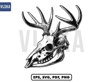 Deer Skull Vector SVG, Deer Skull, Deer Buck svg, Buck Bear svg, Buck Clip Art, Buck Vector, Deer svg, Deer Antlers svg