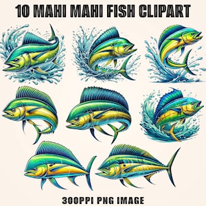 Mahi Mahi Fish PNG Bundle | Mahi Mahi Fishing Png | Fishing Png | Jumping Fish | fishing clipart | Saltwater Fishing Png | Digital Clipart